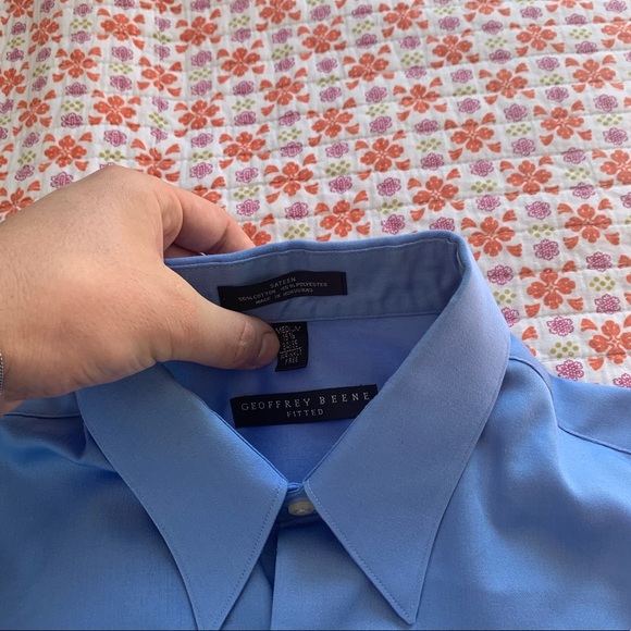 Light Blue Mens Dress Shirt Sz 15.5 Geoffrey Beene - Picture 3 of 4